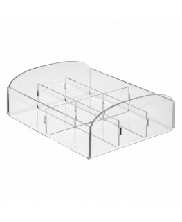 E-228 POB-B - Porta bustine zucchero in Plexiglass capacità 6 postazioni - CM(LxPxH): 17x16x8