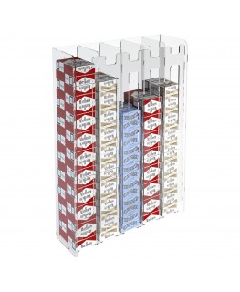 E-236 ESS-E - Espositore porta sigarette da parete in plexiglass trasparente per sigarette da 20 con 5 colonne