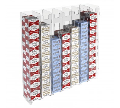 E-236 ESS-G - Espositore porta sigarette da parete in plexiglass trasparente per sigarette da 20 con 7 colonne