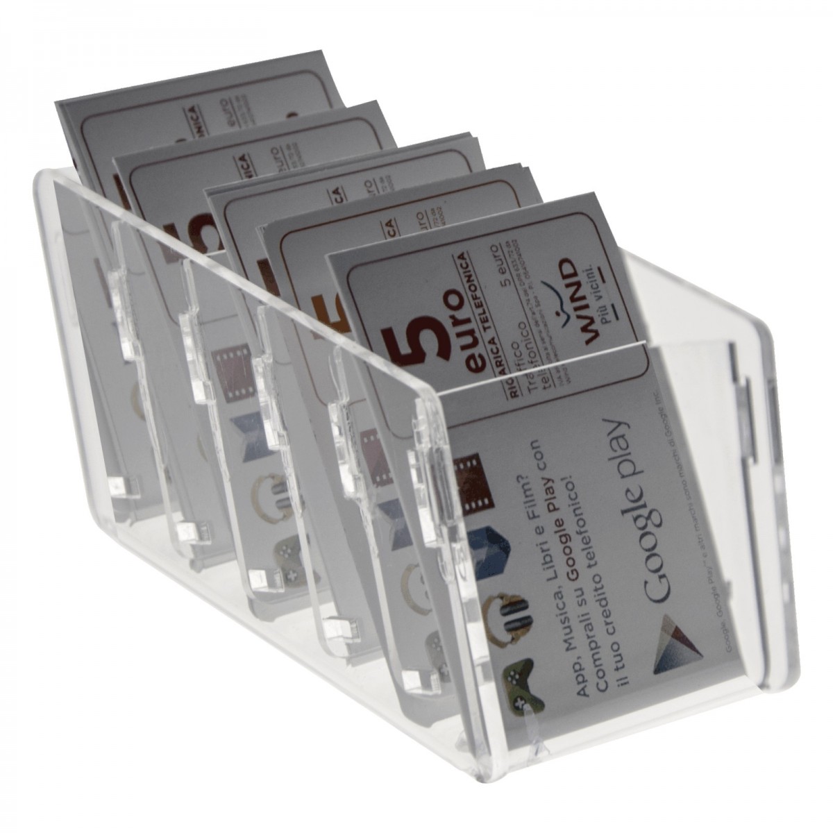 E-285 EPS-A - Espositore schede telefoniche da banco in plexiglass trasparente 7 x 14 x H6.50