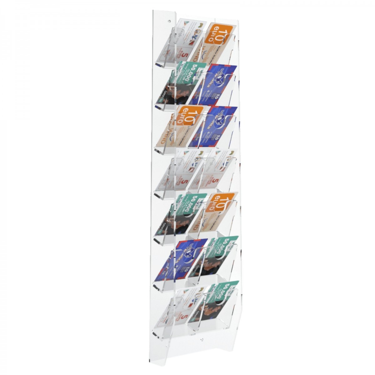 E-286 EPS-G - Espositore schede telefoniche da parete in plexiglass trasparente con 14 tasche