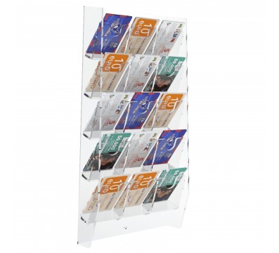 E-286 EPS-L - Espositore schede telefoniche da parete in plexiglass trasparente con 15 tasche