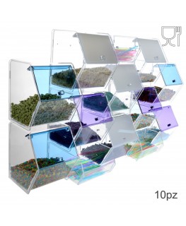 E-314 EPG-C - Porta caramelle in plexiglass trasparente e colorato con 10 scomparti