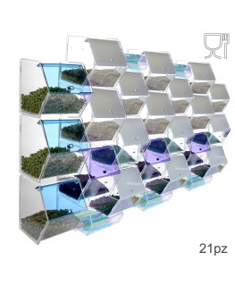 E-314 EPG-E - Porta caramelle in plexiglass trasparente e colorato con 21 scomparti
