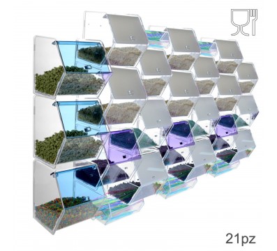 E-314 EPG-E - Porta caramelle in plexiglass trasparente e colorato con 21 scomparti