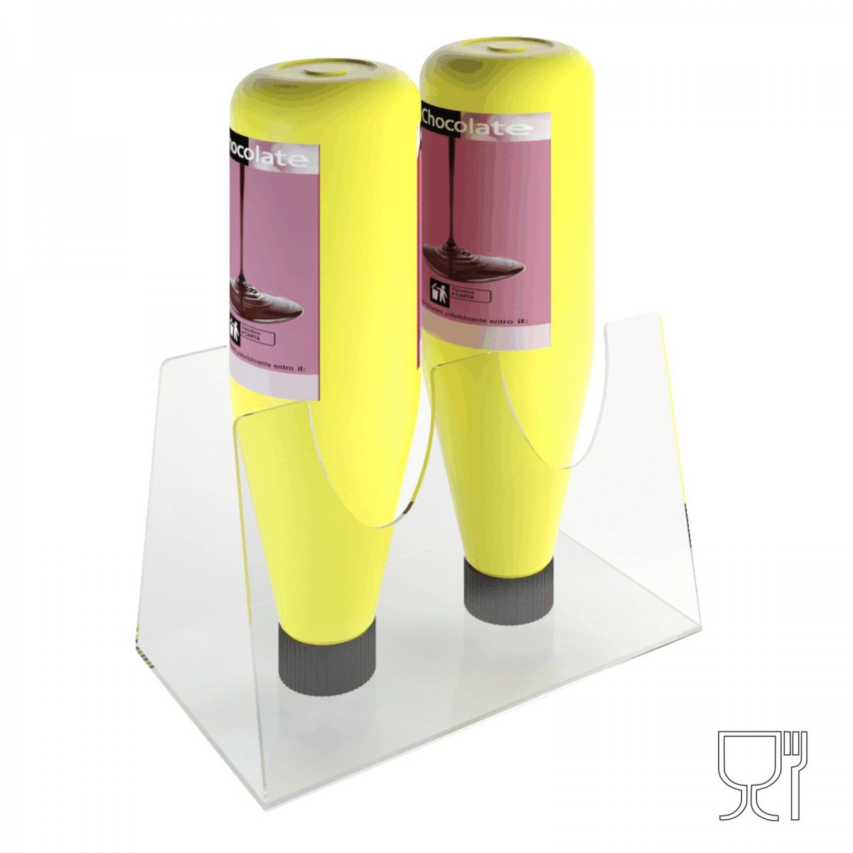 E-308 EPT-A - Espositore porta topping in plexiglass trasparente con 2 Postazioni