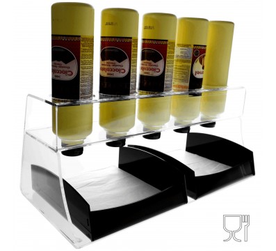 E-309 EPT-B - Espositore porta topping in plexiglass trasparente con 5 Postazioni