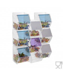 E-314 EPG-B - Porta caramelle in plexiglass trasparente e colorato con 8 scomparti
