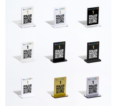 E-736 NT-A - Segnaposto segnatavolo in plexiglass trasparente o colorato stampato dim. 5xH7.4 cm