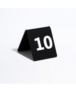 E-737 NT - Segnaposto segnatavolo in plexiglass trasparente o colorato stampato e numero a rilievo dim. 6xH6.5 cm