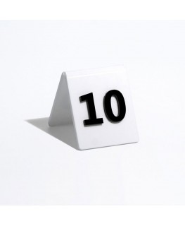 E-737 NT - Segnaposto segnatavolo in plexiglass trasparente o colorato stampato e numero a rilievo dim. 6xH6.5 cm