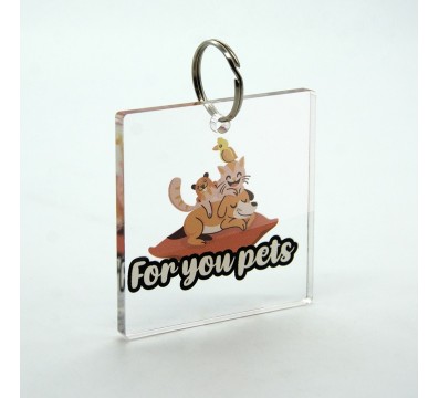 T445 - Portachiavi in Plexiglass Trasparente Quadrato