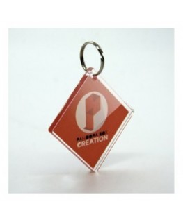 T447 - Portachiavi In Plexiglass Trasparente Rombo