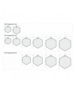 T450 - Portachiavi In Plexiglass Trasparente Esagono