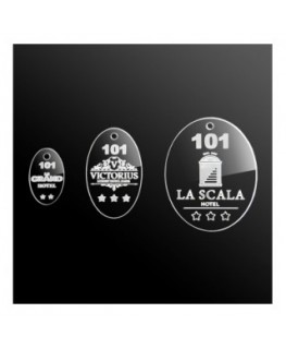 T653 - Portachiavi In Plexiglass Trasparente Inciso Ellisse