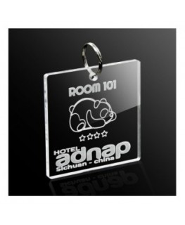 T895 - Portachiavi In Plexiglass Trasparente Inciso Quadrato