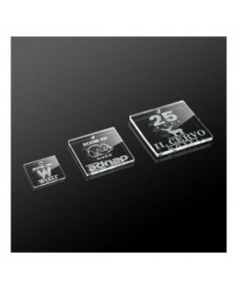 T895 - Portachiavi In Plexiglass Trasparente Inciso Quadrato