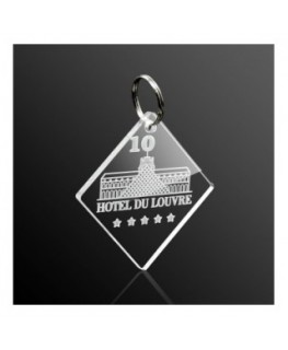 T897 - Portachiavi In Plexiglass Trasparente Inciso Rombo