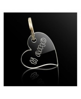 T922 - Portachiavi in Plexiglass Trasparente Inciso Cuore