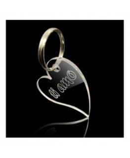 T922 - Portachiavi in Plexiglass Trasparente Inciso Cuore