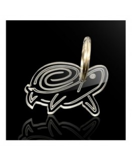 T924 - Portachiavi In Plexiglass Trasparente Inciso Tartaruga