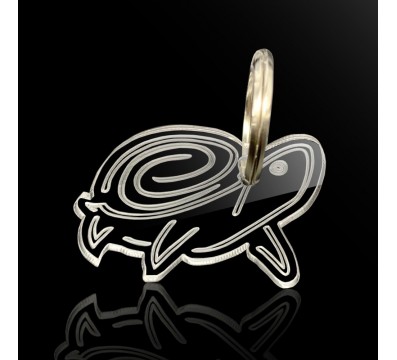 T924 - Portachiavi In Plexiglass Trasparente Inciso Tartaruga