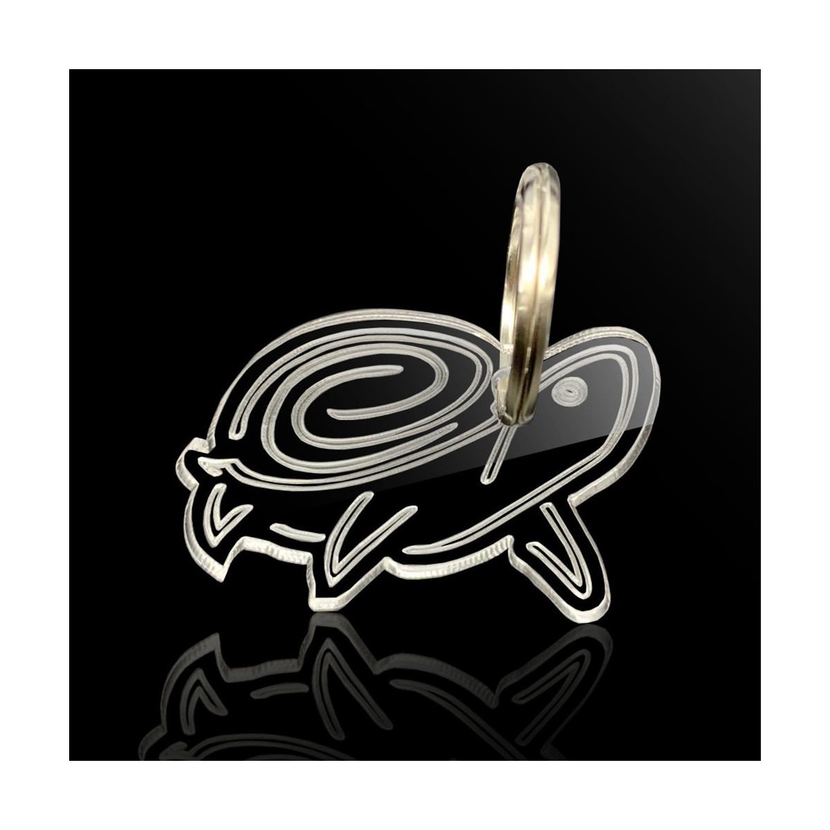 T924 - Portachiavi In Plexiglass Trasparente Inciso Tartaruga