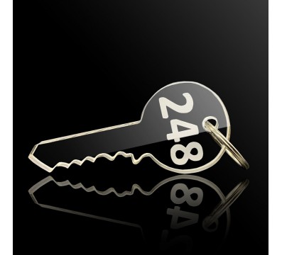 T452 - Portachiavi in Plexiglass Trasparente Inciso Chiave