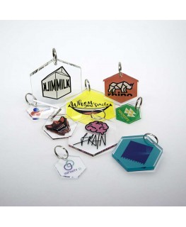 T450 - Portachiavi In Plexiglass Trasparente Esagono