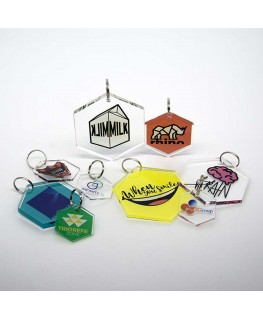 T450 - Portachiavi In Plexiglass Trasparente Esagono