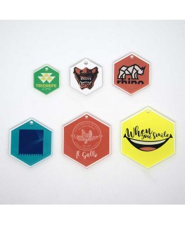 T450 - Portachiavi In Plexiglass Trasparente Esagono