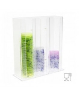 E-068 PCO-C - Porta coppette in plexiglass trasparente a 3 colonne - H45 cm