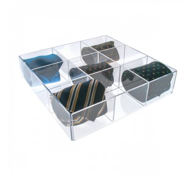 E-125 COM-B - Porta cravatte in plexiglass trasparente a 9 scomparti