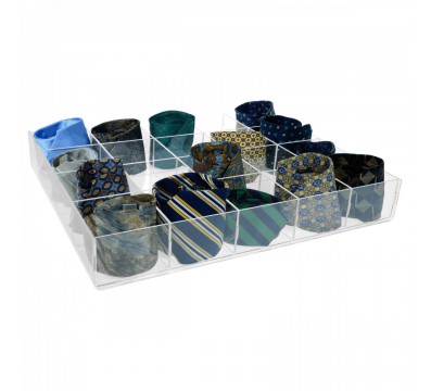 E-125 COM-D - Porta cravatte in plexiglass trasparente a 20 scomparti