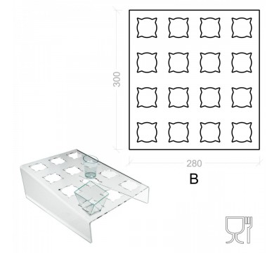 E-140 ESI-B - Espositore in plex trasparente per dolci semifreddi in bicchierini Ripiano Inclinato a 16 postazioni.