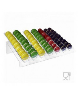 E-524 POM-B - Porta macaron in plexiglass trasparente con Ripiano Inclinato a 7 file