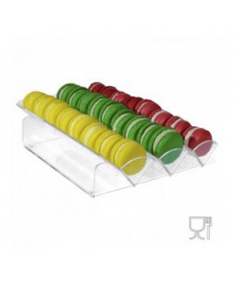 E-145 POM-A - Porta macaron in plexiglass trasparente con Ripiano Orizzontale a 3 file