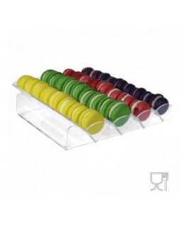 E-145 POM-B - Porta macaron in plexiglass trasparente con Ripiano Orizzontale a 4 file