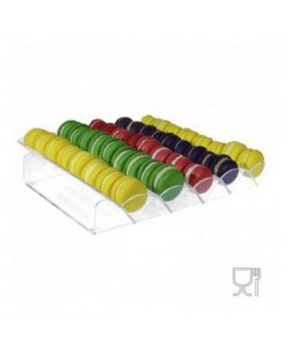 E-145 POM-C - Porta macaron in plexiglass trasparente con Ripiano Orizzontale a 5 file