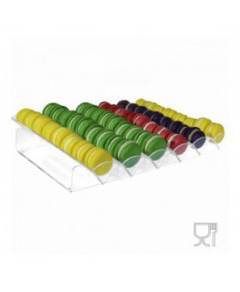 E-525 POM-A - Porta macaron in plexiglass trasparente con Ripiano Orizzontale a 6 file