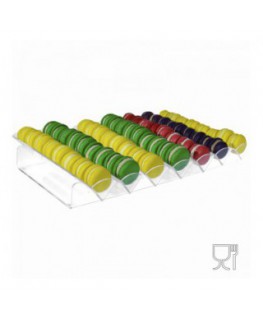 E-525 POM-B - Porta macaron in plexiglass trasparente con Ripiano Orizzontale a 7 file