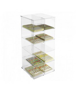 E-284 - Espositore da banco per schedine, gratta e vinci ecc in plexiglass trasparente