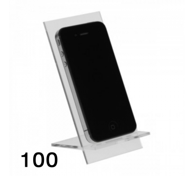 E-123 PCE-G-100 - 100 Espositore in plexiglass per cellulari / smartphone - Misura: 7x9x H12 cm
