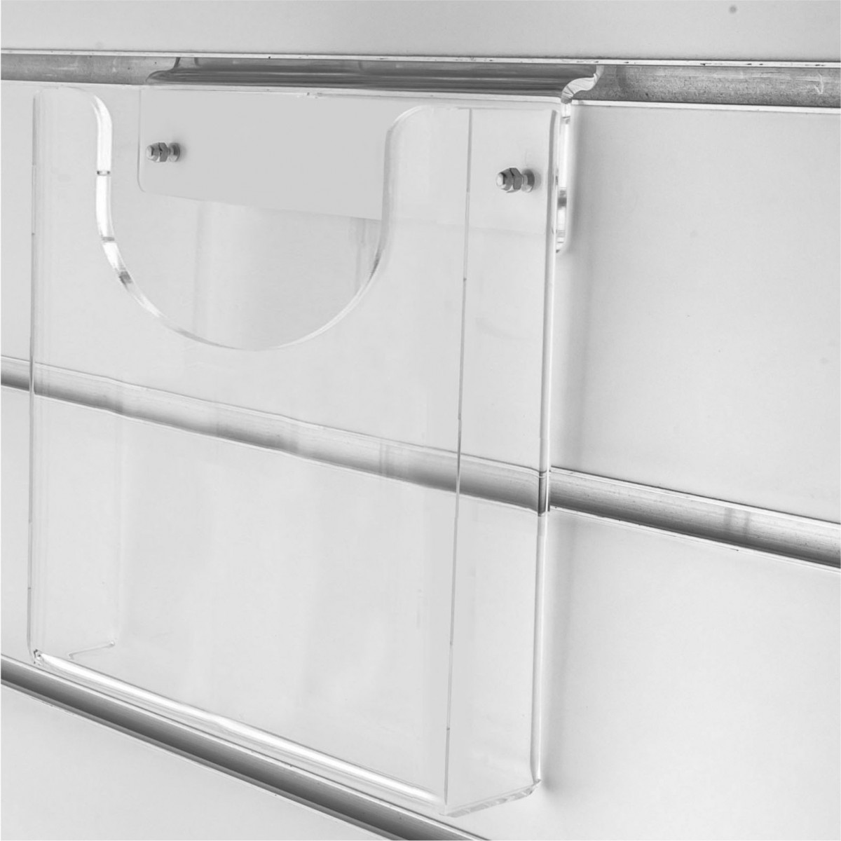 Clear Acrylic horizontal slatwall multipurpose shelf