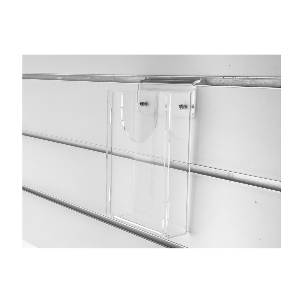 Clear Acrylic horizontal slatwall multipurpose shelf