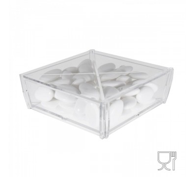 E-184 SCA-B - Scatoline porta confetti in plexiglass trasparente - 4 scomparti - 13 x 13