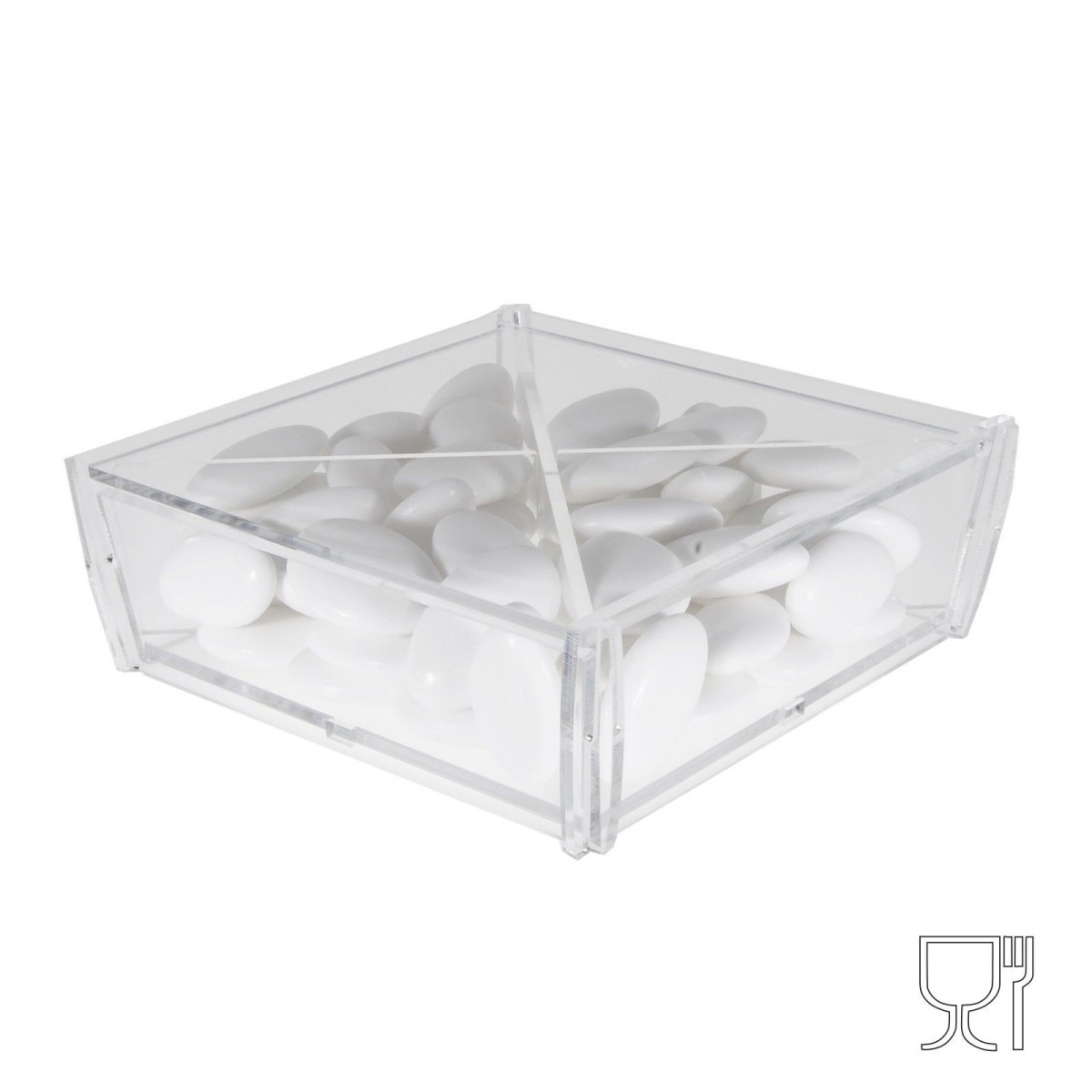 E-184 SCA-B - Scatoline porta confetti in plexiglass trasparente - 4 scomparti - 13 x 13