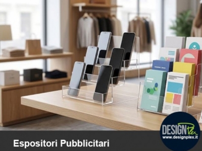 Espositori pubblicitari in plexiglass per negozi e punti vendita